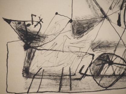 Guillaume CORNEILLE : Enfant et cerf-volants - Lithographie signée