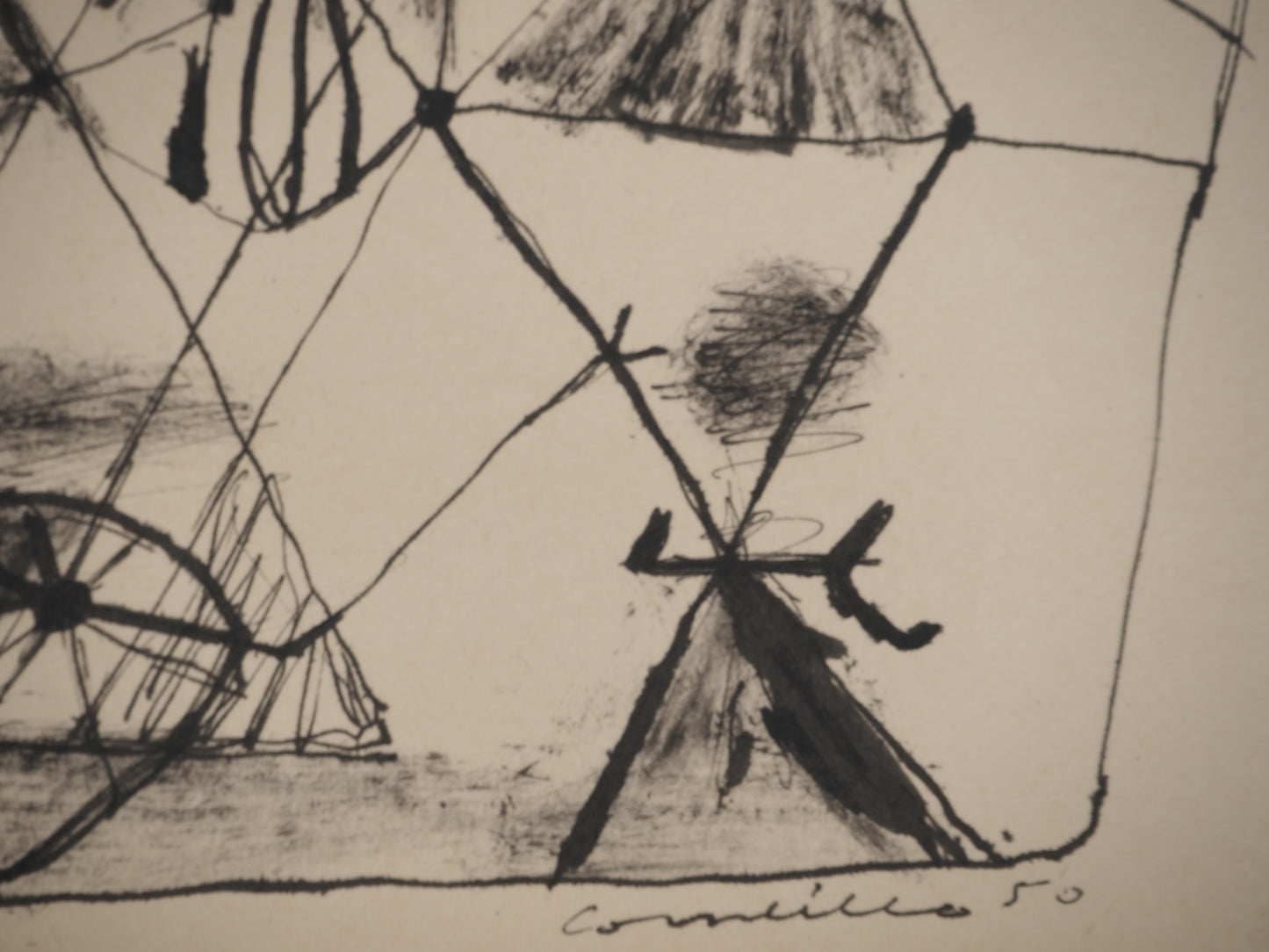 Guillaume CORNEILLE : Enfant et cerf-volants - Lithographie signée