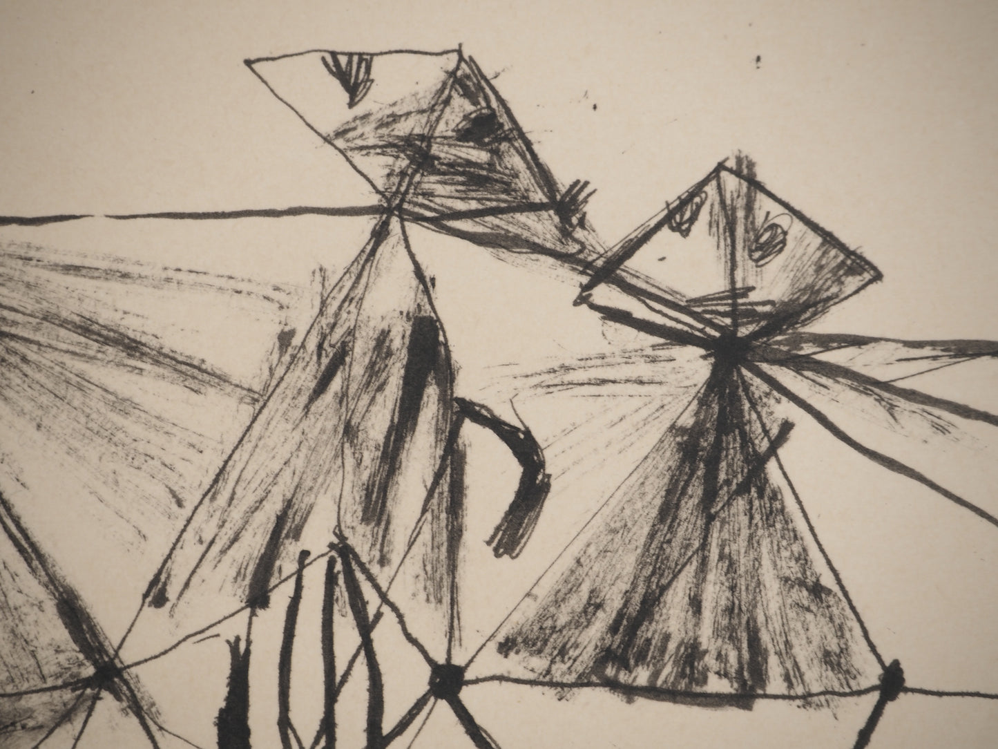 Guillaume CORNEILLE : Enfant et cerf-volants - Lithographie signée