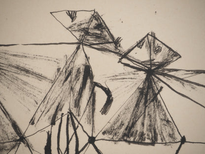 Guillaume CORNEILLE : Enfant et cerf-volants - Lithographie signée