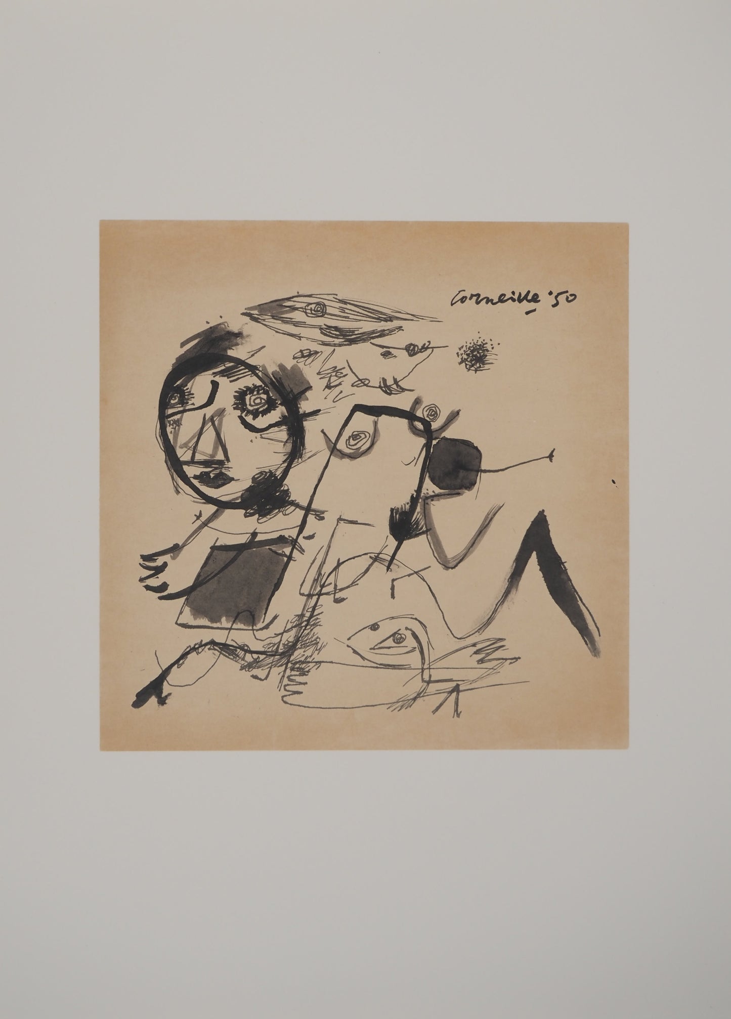 Guillaume CORNEILLE : Ma brune - Lithographie signée