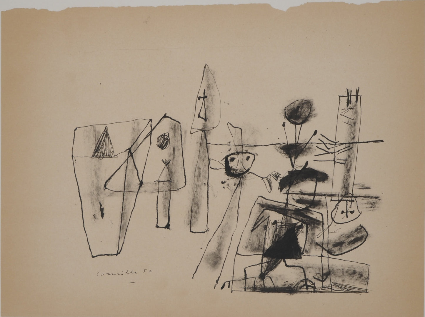 Guillaume CORNEILLE : Dans une exposition - Lithographie signée