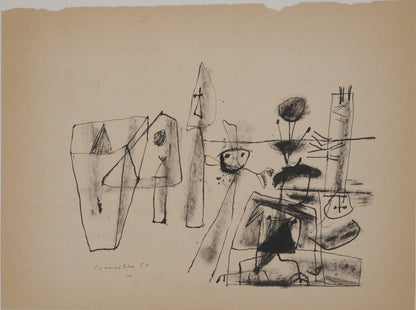 Guillaume CORNEILLE : Dans une exposition - Lithographie signée