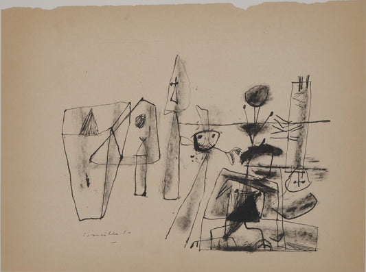 Guillaume CORNEILLE : Dans une exposition - Lithographie signée