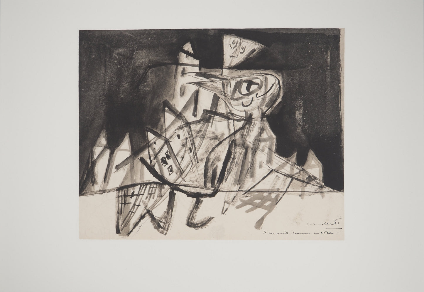 Guillaume CORNEILLE : Le poète traverse la ville - Lithographie signée
