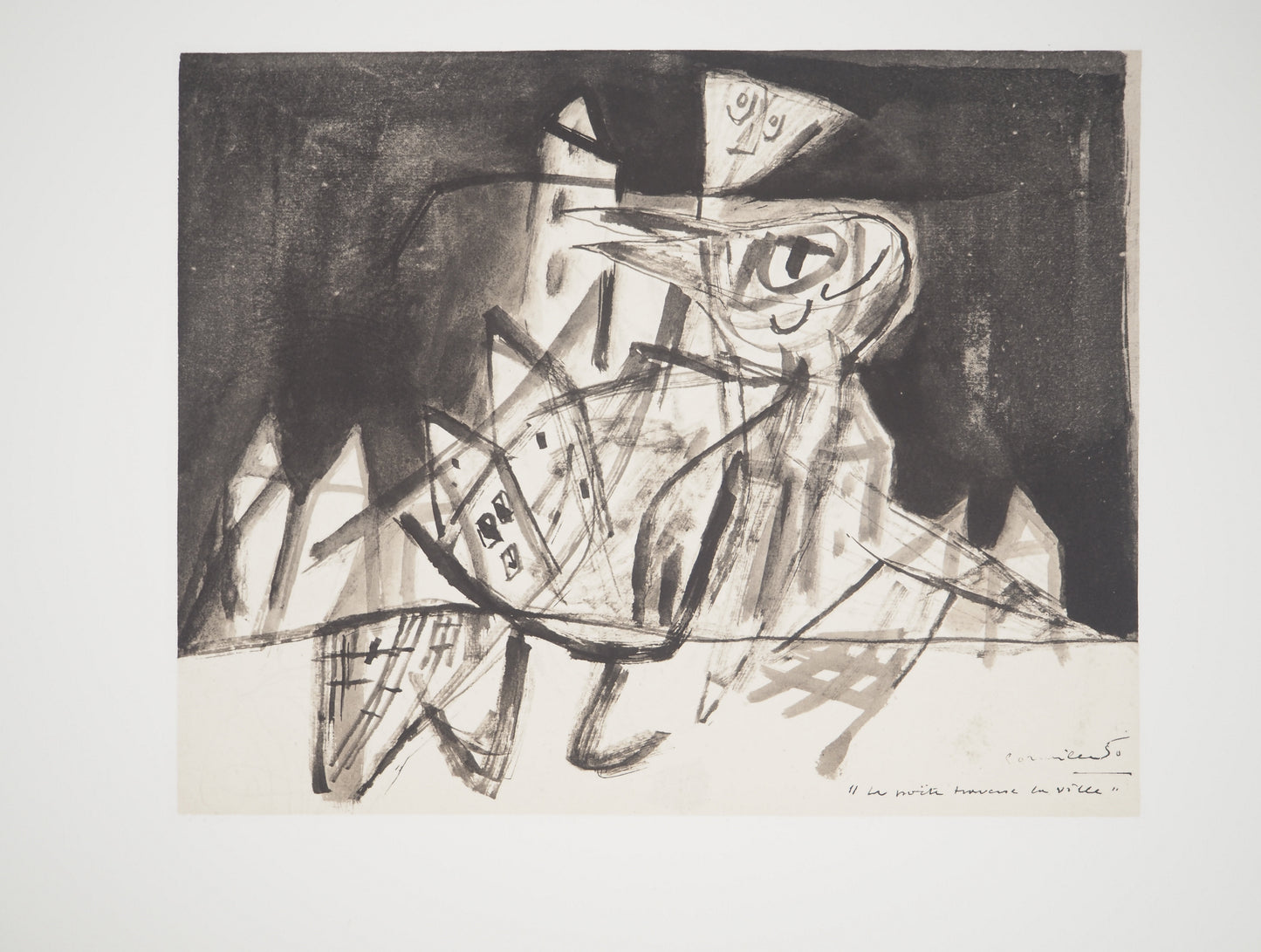 Guillaume CORNEILLE : Le poète traverse la ville - Lithographie signée
