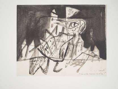 Guillaume CORNEILLE : Le poète traverse la ville - Lithographie signée