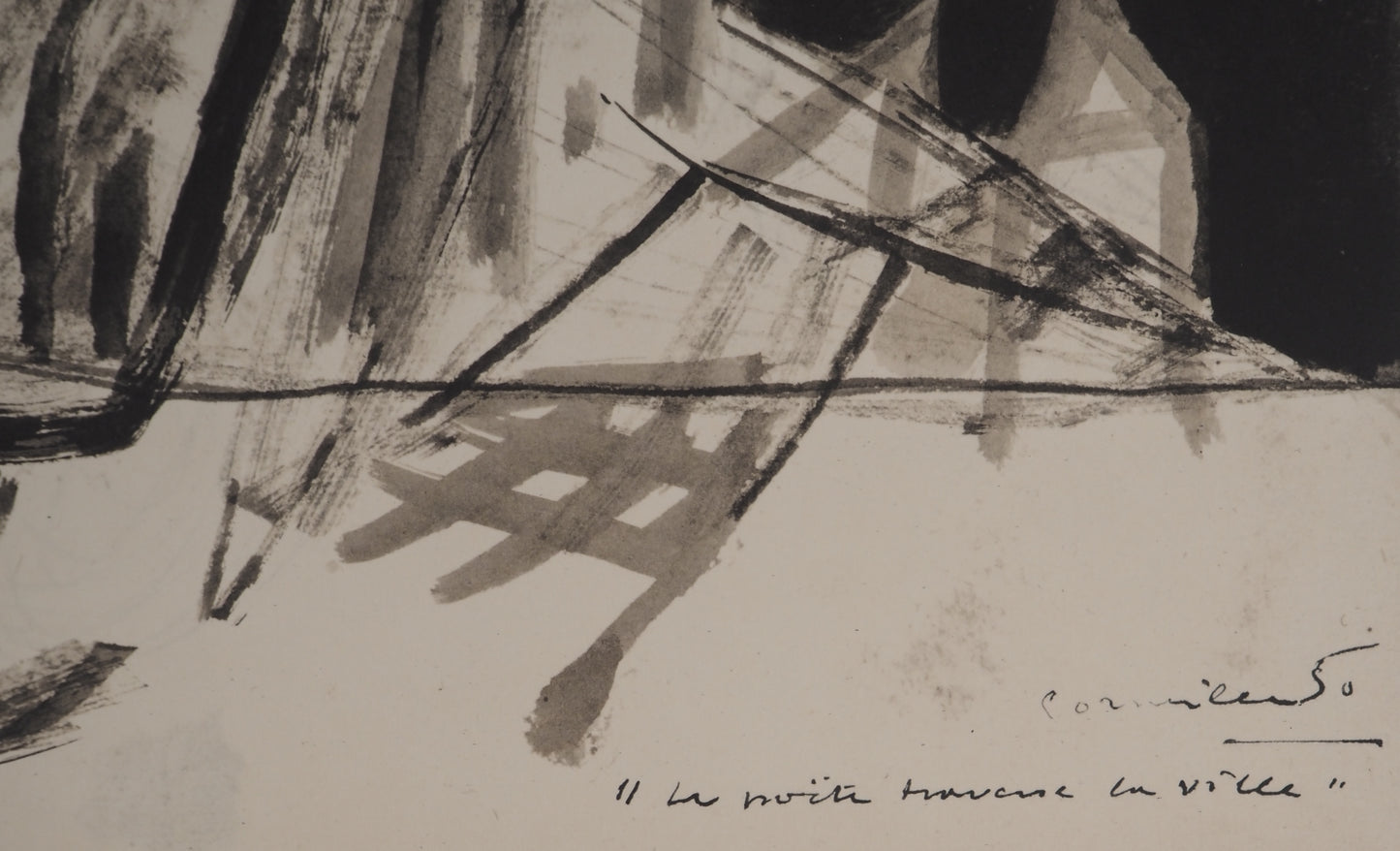 Guillaume CORNEILLE : Le poète traverse la ville - Lithographie signée