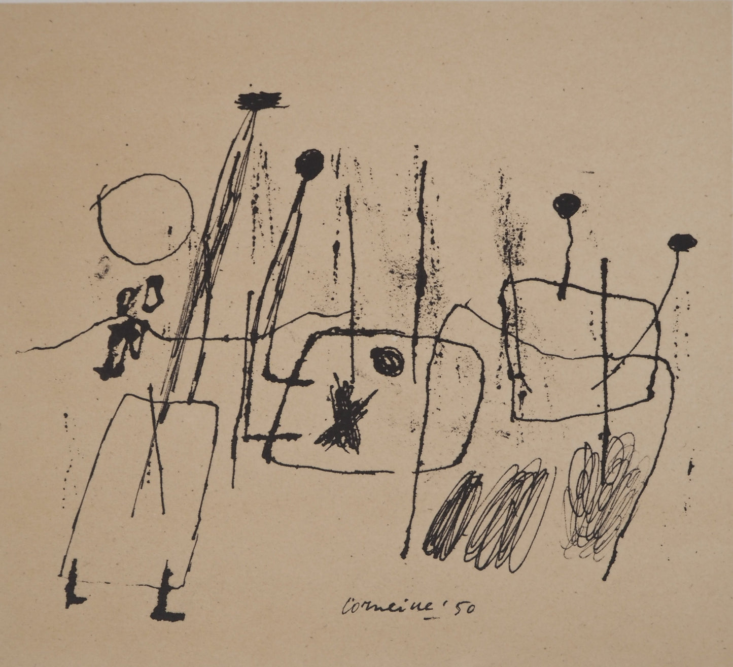 Guillaume CORNEILLE : Les joueurs - Lithographie signée