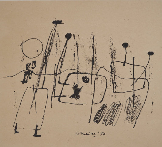 Guillaume CORNEILLE : Les joueurs - Lithographie signée