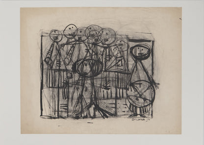 Guillaume CORNEILLE : Spectateurs joyeux au 200 - Lithographie signée