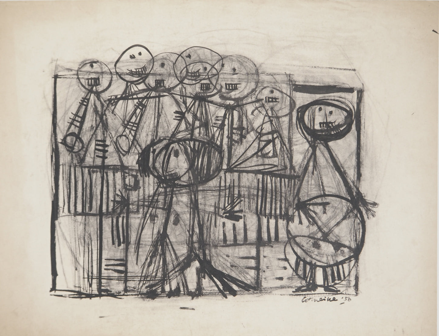 Guillaume CORNEILLE : Spectateurs joyeux au 200 - Lithographie signée