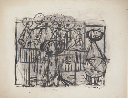 Guillaume CORNEILLE : Spectateurs joyeux au 200 - Lithographie signée