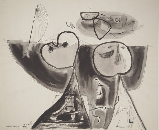 Guillaume CORNEILLE : Couple rêvant de voyage - Lithographie signée