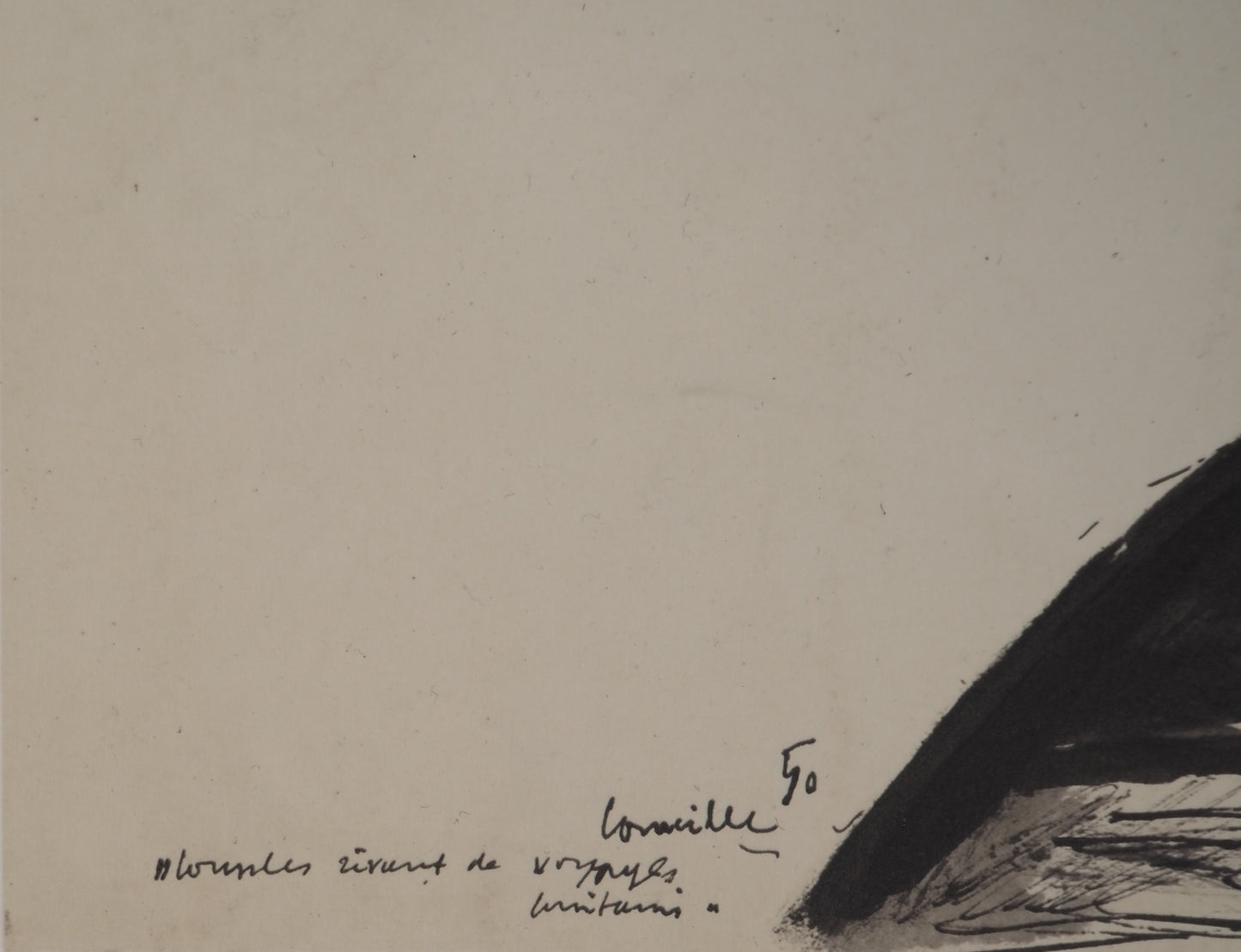 Guillaume CORNEILLE : Couple rêvant de voyage - Lithographie signée