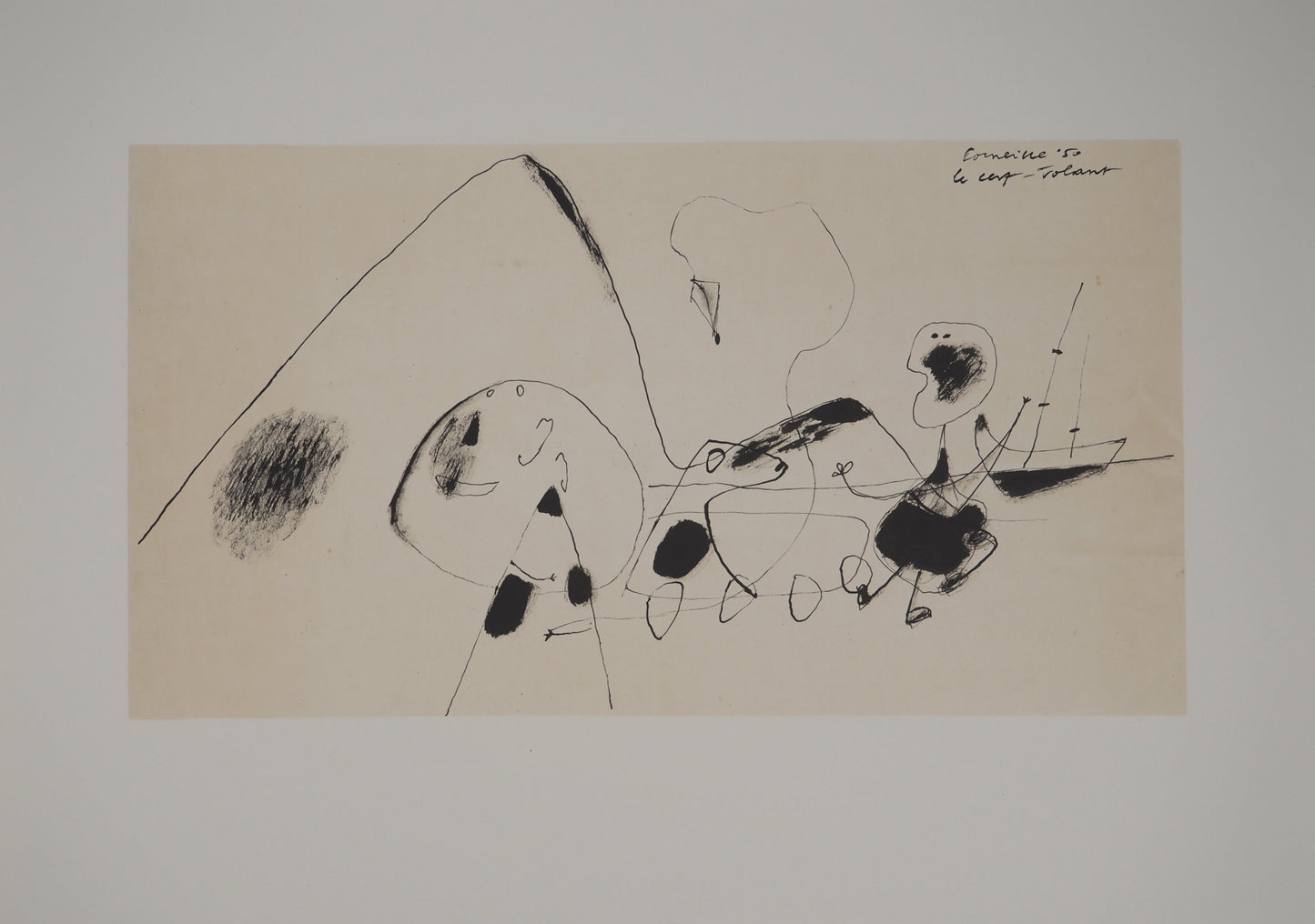 Guillaume CORNEILLE : Le cerf-volant - Lithographie signée