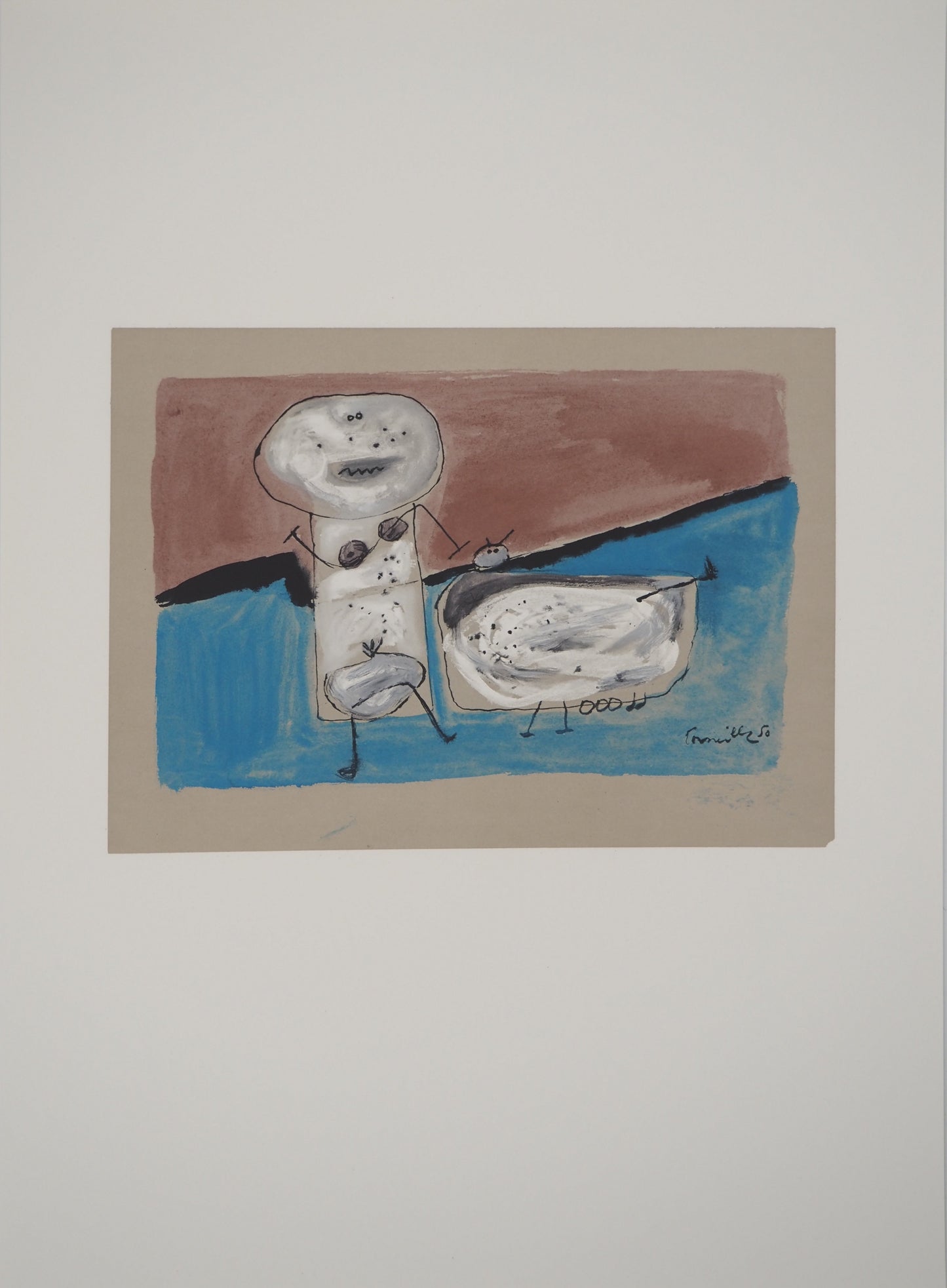 Guillaume CORNEILLE : L'heureuse fermière - Lithographie signée
