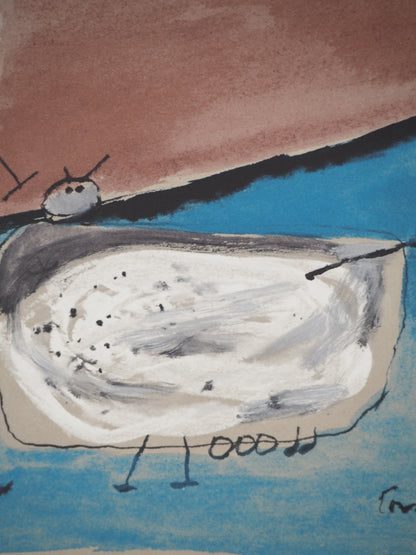 Guillaume CORNEILLE : L'heureuse fermière - Lithographie signée
