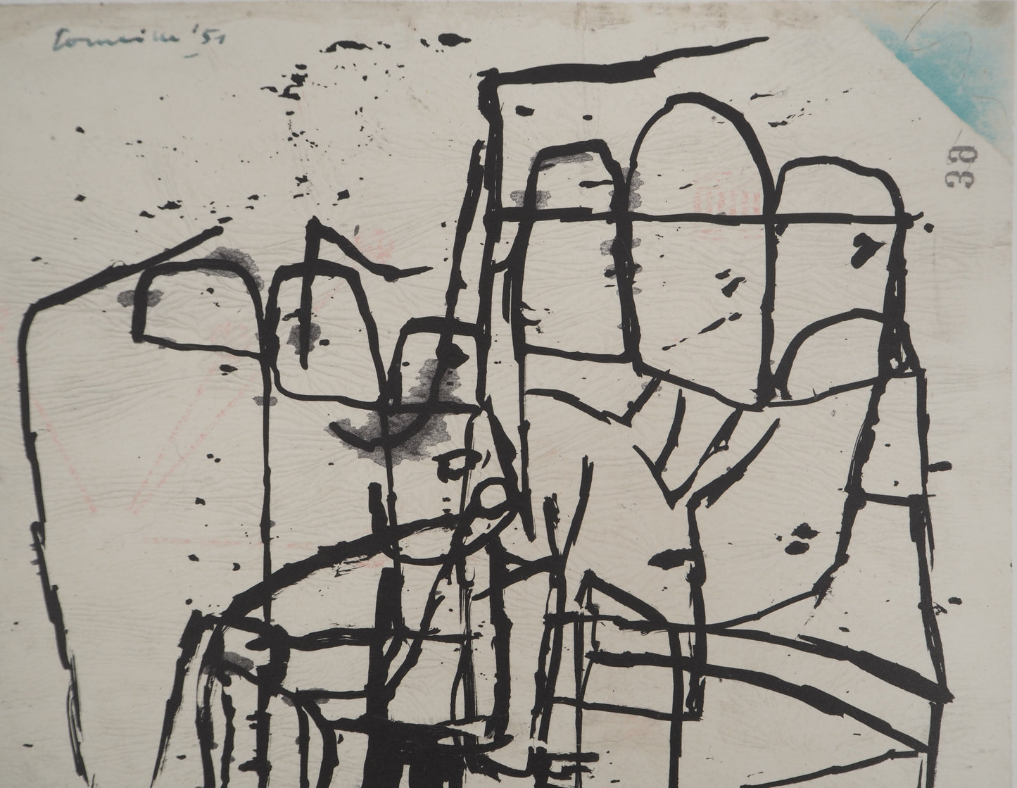 Guillaume CORNEILLE : Petit personnage pensif - Lithographie signée