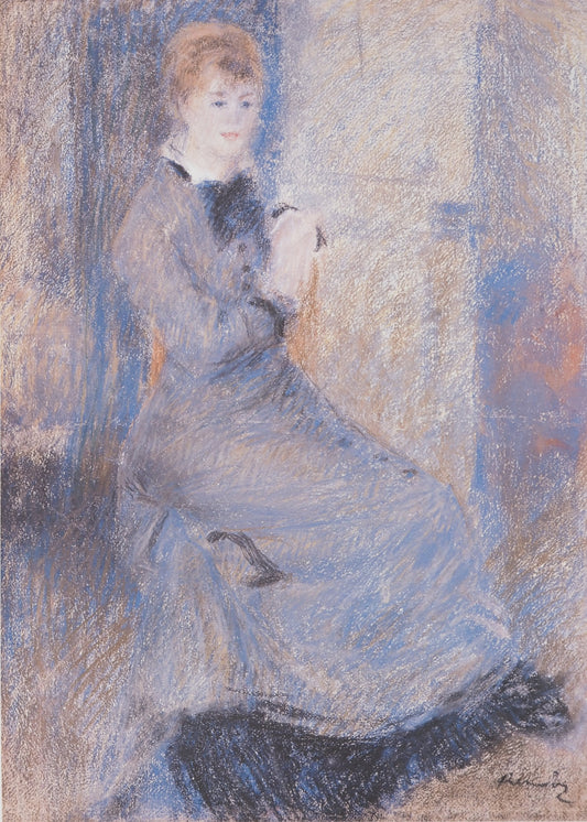 Pierre Auguste RENOIR : Jeune Femme en robe bleue - Lithographie signée