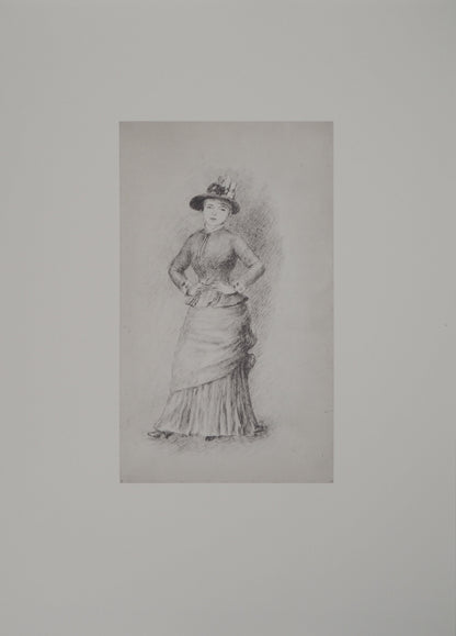 Pierre Auguste RENOIR : Femme au chapeau fleuri - Lithographie