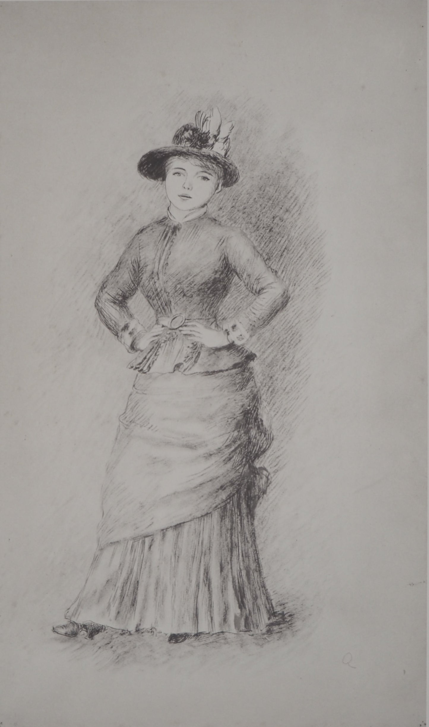 Pierre Auguste RENOIR : Femme au chapeau fleuri - Lithographie