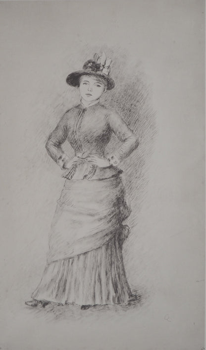 Pierre Auguste RENOIR : Femme au chapeau fleuri - Lithographie