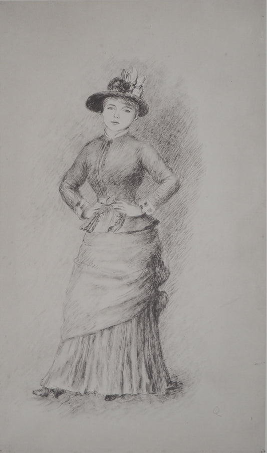 Pierre Auguste RENOIR : Femme au chapeau fleuri - Lithographie