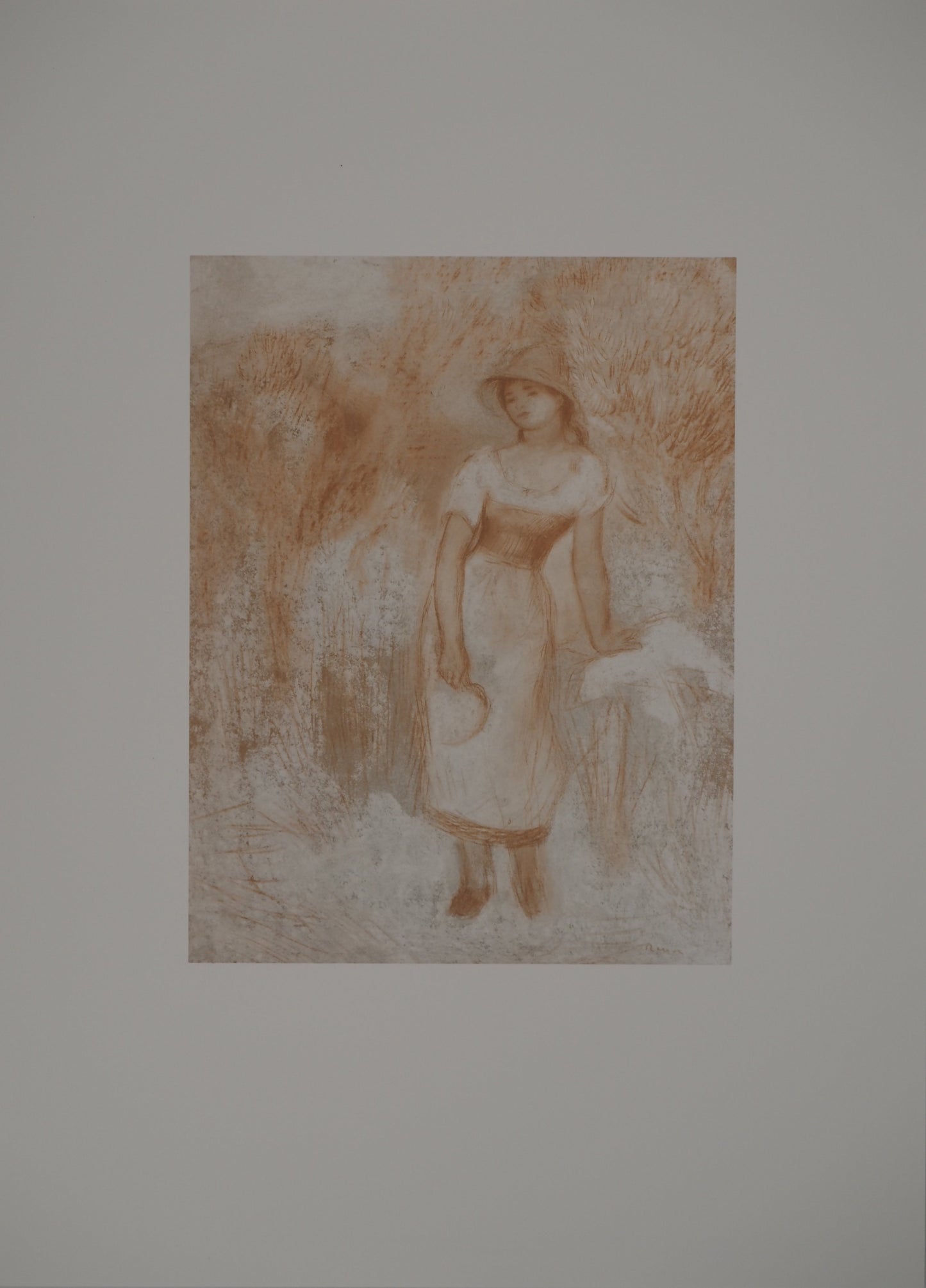 Pierre Auguste RENOIR : Femme durant la moisson - Lithographie signée