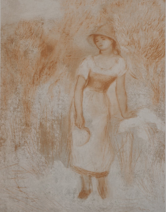Pierre Auguste RENOIR : Femme durant la moisson - Lithographie signée