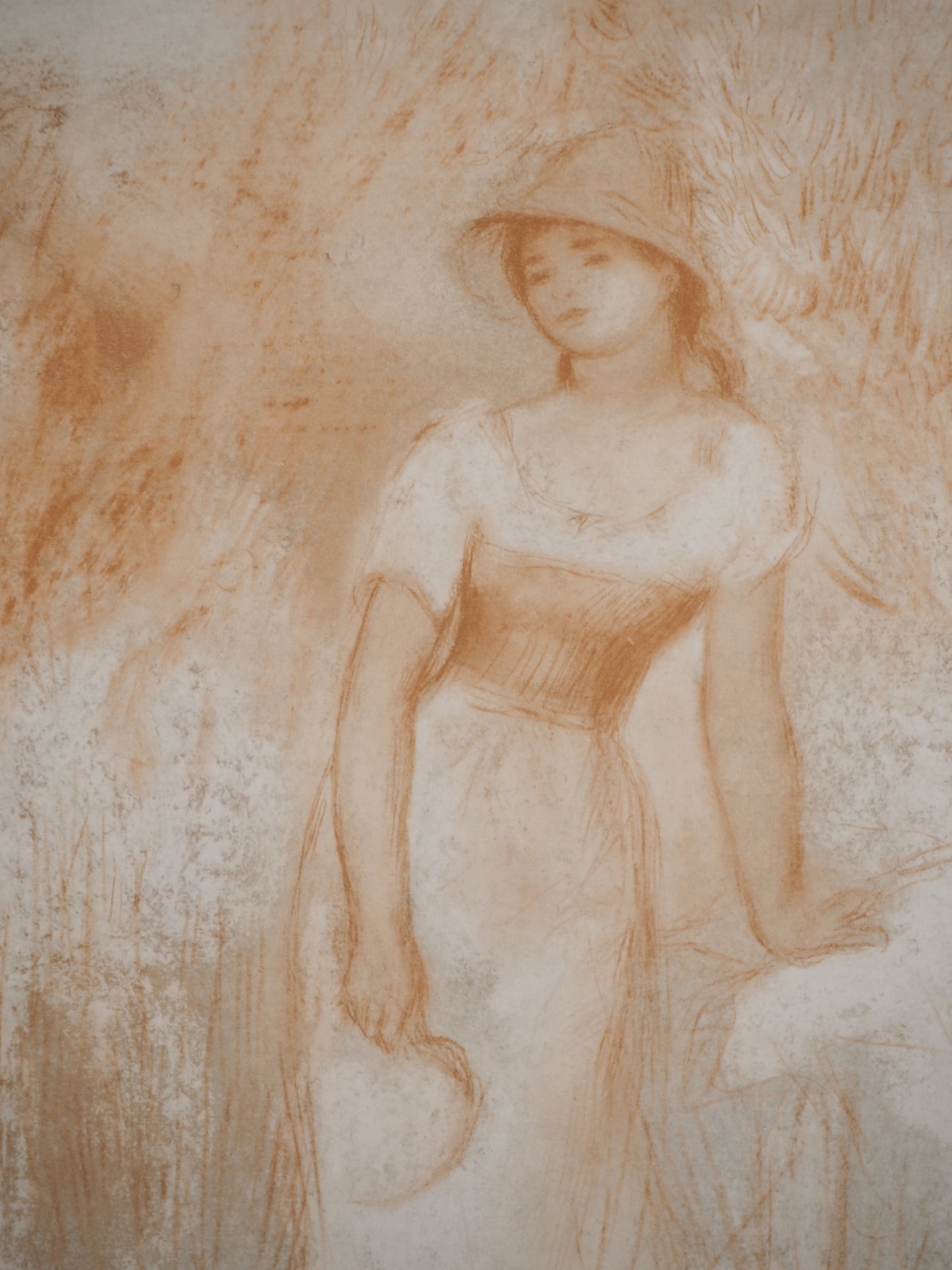 Pierre Auguste RENOIR : Femme durant la moisson - Lithographie signée
