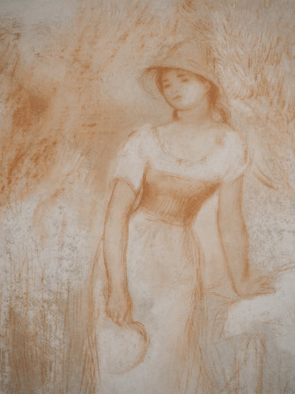 Pierre Auguste RENOIR : Femme durant la moisson - Lithographie signée