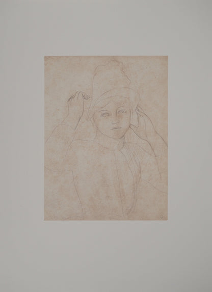 Pierre Auguste RENOIR : Jeune Femme au chapeau - Lithographie