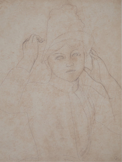 Pierre Auguste RENOIR : Jeune Femme au chapeau - Lithographie