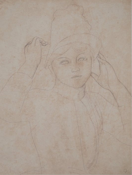 Pierre Auguste RENOIR : Jeune Femme au chapeau - Lithographie