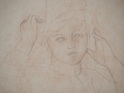 Pierre Auguste RENOIR : Jeune Femme au chapeau - Lithographie