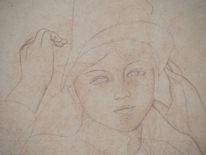Pierre Auguste RENOIR : Jeune Femme au chapeau - Lithographie