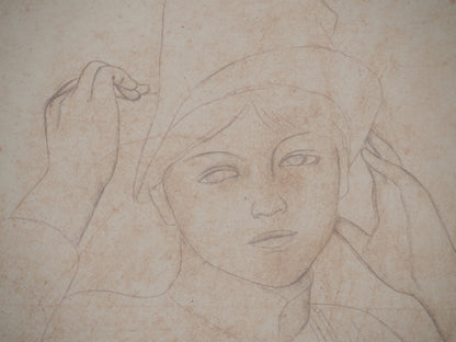 Pierre Auguste RENOIR : Jeune Femme au chapeau - Lithographie