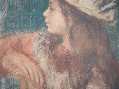 Pierre Auguste RENOIR : Jeune Fille au Chapeau blanc - Lithographie signée