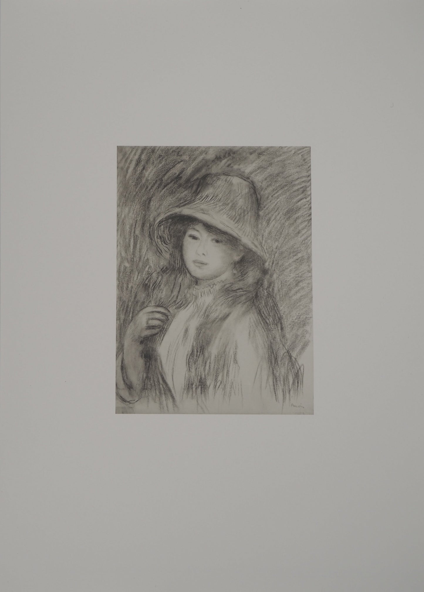 Pierre Auguste RENOIR : Jeune Fille au Chapeau de Paille - Lithographie signée