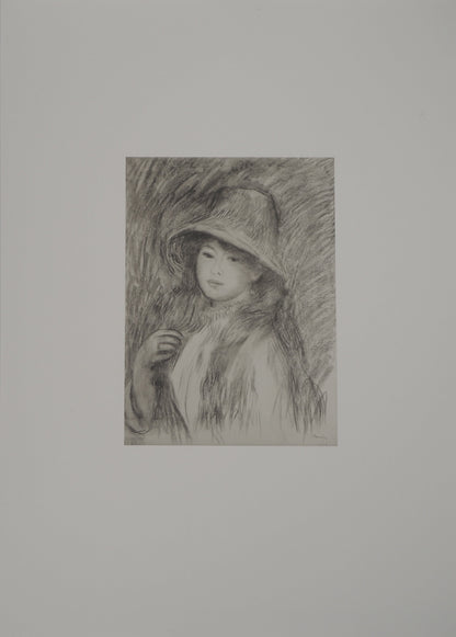 Pierre Auguste RENOIR : Jeune Fille au Chapeau de Paille - Lithographie signée