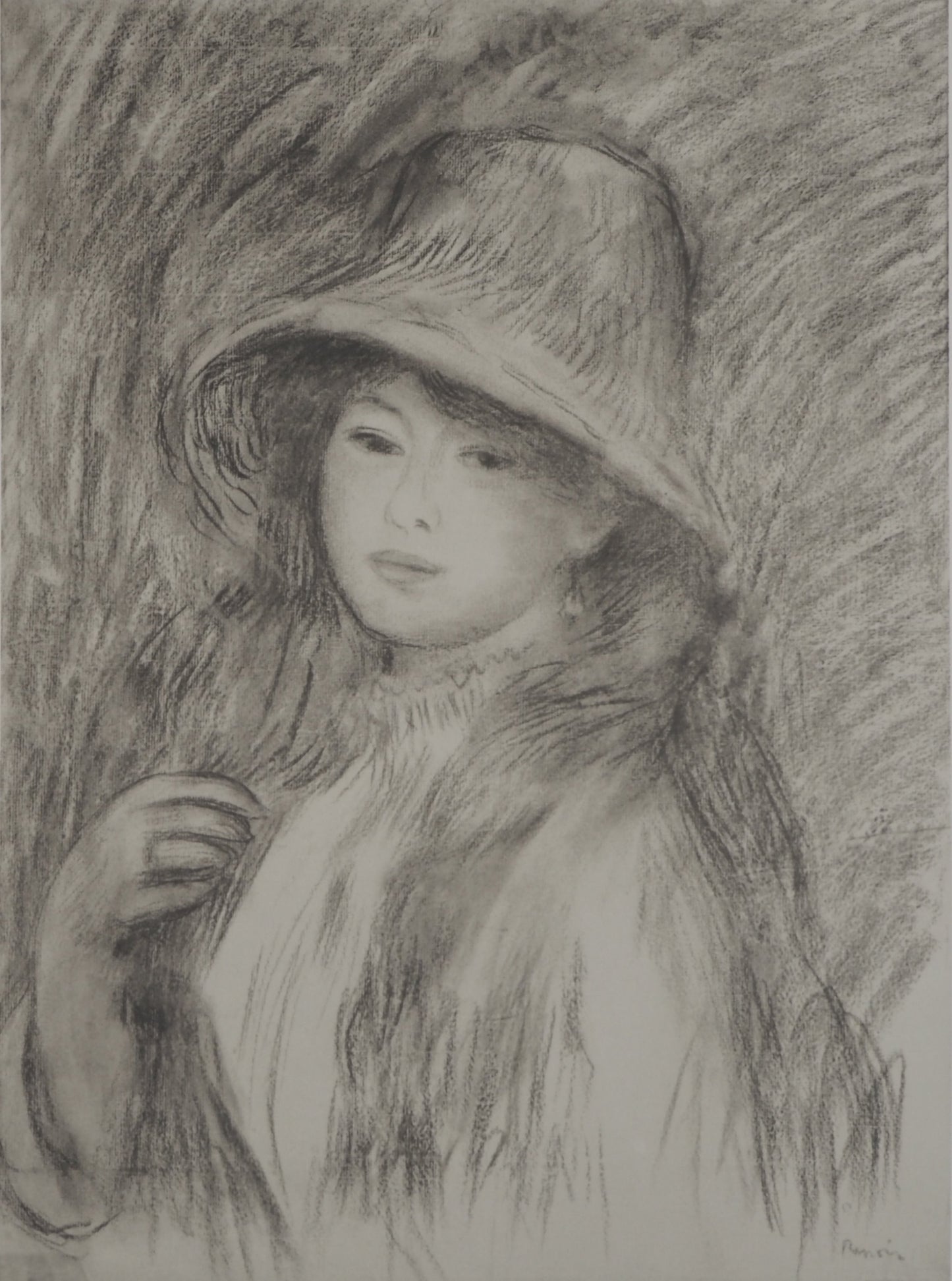 Pierre Auguste RENOIR : Jeune Fille au Chapeau de Paille - Lithographie signée