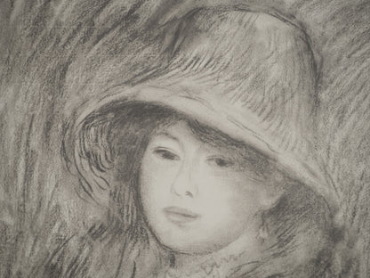 Pierre Auguste RENOIR : Jeune Fille au Chapeau de Paille - Lithographie signée