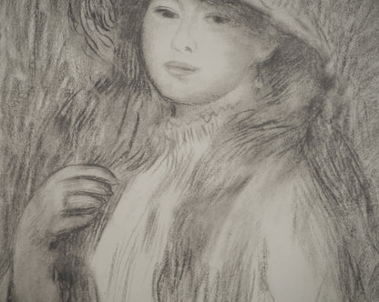 Pierre Auguste RENOIR : Jeune Fille au Chapeau de Paille - Lithographie signée