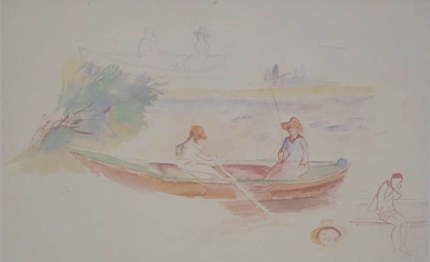Pierre Auguste RENOIR : La ballade en canot - Lithographie