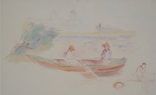 Pierre Auguste RENOIR : La ballade en canot - Lithographie