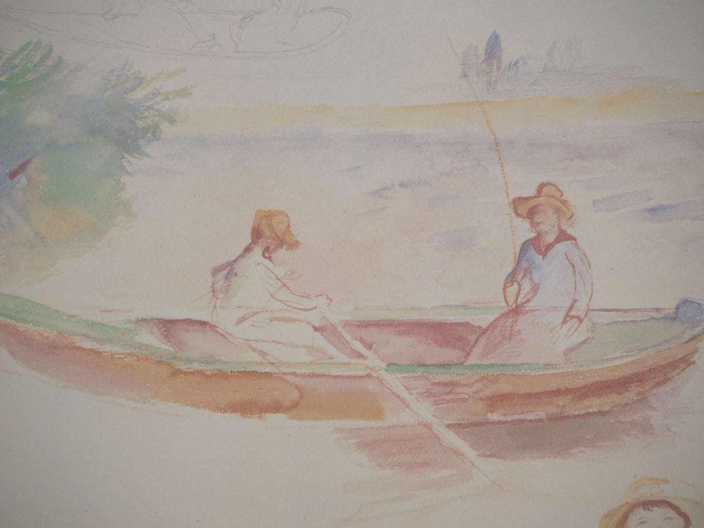 Pierre Auguste RENOIR : La ballade en canot - Lithographie