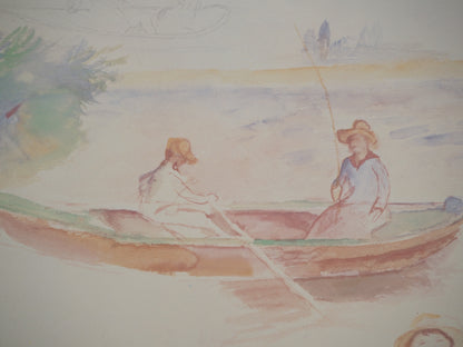 Pierre Auguste RENOIR : La ballade en canot - Lithographie