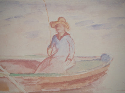 Pierre Auguste RENOIR : La ballade en canot - Lithographie