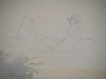Pierre Auguste RENOIR : La ballade en canot - Lithographie